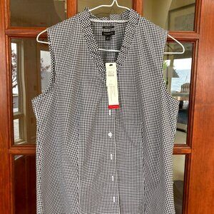 Talbots Sleeveless Black Gingham Shirt size 4 NWT